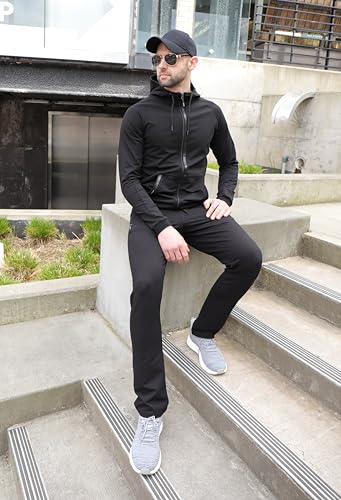 Men's Sweatpants (Avg & Tall) Luxury Fit - Made in Turkey Athletic Sweat Pants for Tall Men with Zipper Pockets