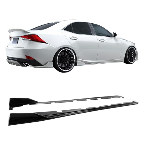 IKON MOTORSPORTS, Side Skirts Extension Compatible with 2014-2020 Lexus IS200t IS250 IS300 IS350 Sedan, Artisan Style Glos...
