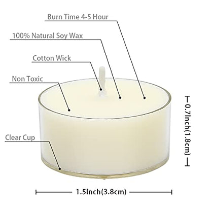 DEYBBY Scented Soy Tealights, Aromatherapy Soy Wax Candle Bulk|Clear Cup|12 Counts|Long Lasting|4 Hour Burn Time|Jasmine|f...