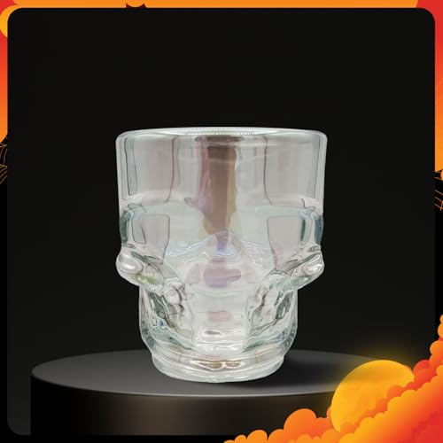 DURA LIVING Set of 6 Skull Shot Glasses - 1.75oz Clear Glass Novelty Drinkware, Gothic Skull-Shaped Barware for Halloween ...
