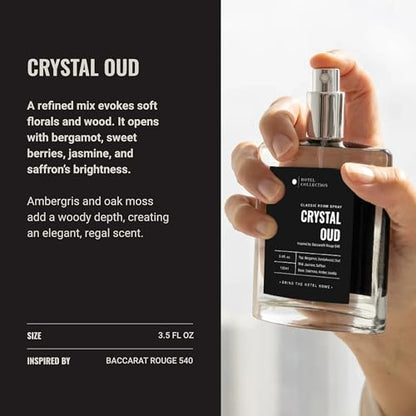 Hotel Collection | Crystal Oud Essential Oil Room Spray | Luxury Hotel Inspired Aromatherapy | Bergamot, Saffron and Amber...