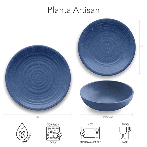 TarHong Planta Artisan Solids Low Bowl, Planta (Majority Plant Based with Melamine Binder), Shatterproof, Indoor/Outdoor E...