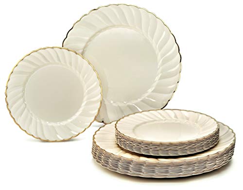 " OCCASIONS " 50 Plates Pack (25 Guests)-Vintage Wedding Party Disposable Plastic Plate Set -25 x 10.25'' Dinner + 25 x 7....