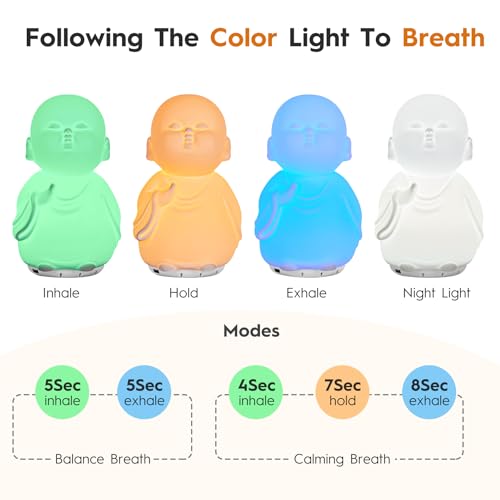 Guided Visual Meditation Tool, Mindfulness Breathing Light with Sound, Stress & Anxiety Relief Items, Relaxing Self Care G...