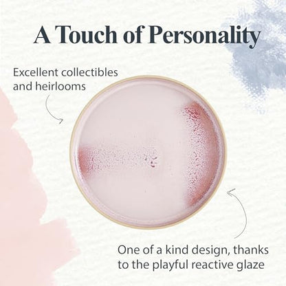 Portmeirion Minerals 10.5" Dinner Plate, Rose Quartz - Modern Stoneware Plate, Artisan-Crafted with Gentle Curves, Durable...