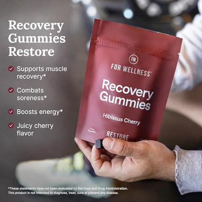 For Wellness Recovery Gummies Restore | Tart Cherry Energy Supplements with Electrolytes for Muscle Soreness, Post-Workout...