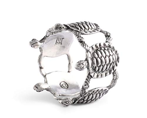 Vagabond House Sea Turtle Napkin Rings Ocean Tableware (Sold as Single Ring) Artisan Crafted Designer Ring 2.25 inch Diameter
