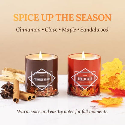 Fall & Winter Candles Gift Set – 54oz (6×9oz) Soy Candles with Seasonal Scents: Cinnamon Clove, Spice Pumpkin, Hot Cocoa, ...
