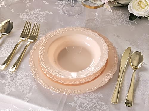 " OCCASIONS " 40 Plates Pack, Disposable Vintage Wedding Party Plastic Plates (7.5'' Appetizer/Dessert Plate, Verona in Bl...