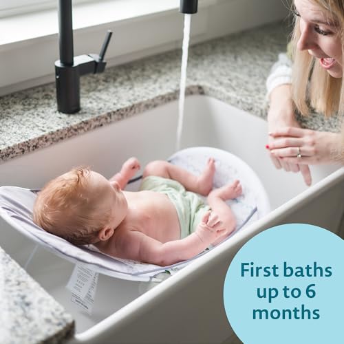 The First Years Sure Comfort Folding Baby Bather - Foldable Baby Bath Seat and Lounger for Home or On the Go - for Sink or...