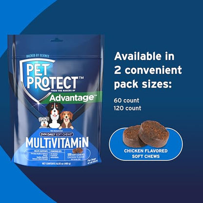 Pet Protect Dog Multivitamin, Vet-Formulated DVM Daily Soft Chews, Supports Ongoing Health & Wellness, Chicken-Flavor (120...