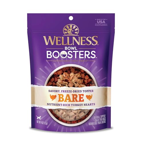 Wellness Bowl Boosters Bare, Dog Food Topper for Small, Medium, & Large Breeds, Grain Free, Natural, Freeze Dried, Turkey,...