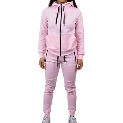RIFLESSI Women's Athletic Sports Casual 2 Piece Solid Color Tracksuit Hoodie Jogger Pants Sweatsuit Set