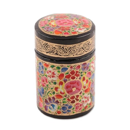 NOVICA Artisan Handmade Papier Mache Toothpick Holder Multicolored Floral Wood Metallic Woodpaper India Tableware Kitchen ...
