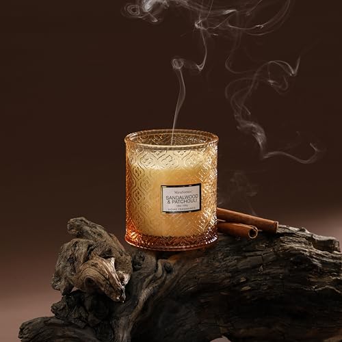 Sandalwood & Patchouli Scented Candles, 19oz Luxury Gifts for Women, Christmas Winter Decorative Glass Candles, Natural So...