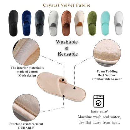 OSTADARRA 6-10 Pairs Spa Slippers, Non Slip Disposable Slippers For Guest, Washable Reusable, Which Can Be Used As Women M...