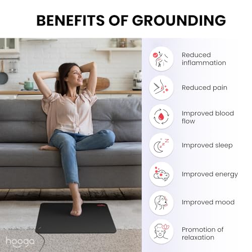 Hooga Grounding Mat for Sleep, Energy, Pain Relief, Inflammation, Balance, Wellness. Earth Connected Indoor Grounding for ...