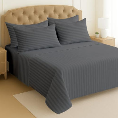 Mattress-Homes Extra Deep Pocket 6 Piece King Sheet Set, Hotel Luxury Collection, 100% Egyptian Cotton, 21" Deep Fitted Sh...