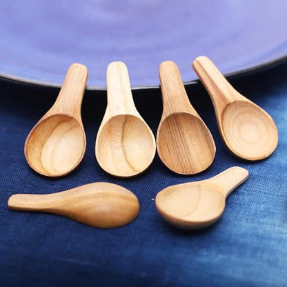 NOVICA Artisan Handmade Teak Wood Scoops Round from Bali Set of 6 Brown Indonesia Tableware Serveware Serving Utensils Nat...