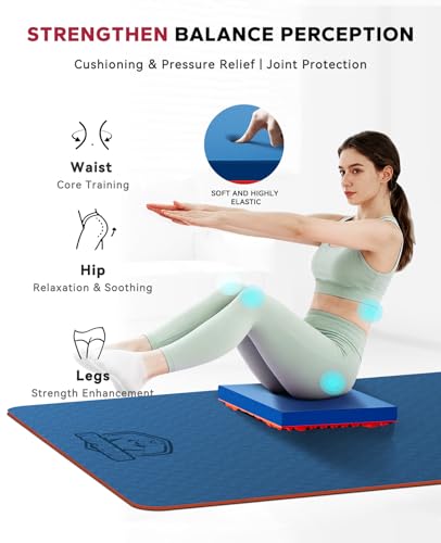 HAPBEAR Exercise Balance Pad - 15"x12" Non-Slip Textured Foam Balance Pad with 2-in-1 Stability & Massage - 2.2" Thick TPE...