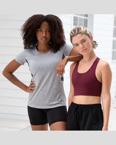 Real Essentials 5 Pack: Women's Short Sleeve T-Shirts Workout Tops Fitness Pilates Gym Activewear Athletic (Plus Available)