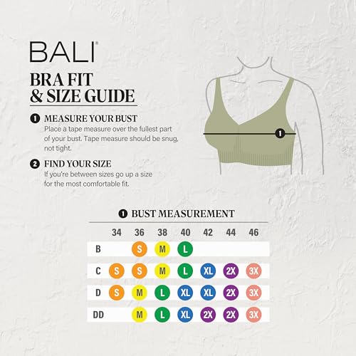 Bali Women's Comfort Revolution Easylite Wireless T-Shirt Bra, Pullover Wirefree T-Shirt Bra