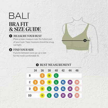 Bali Women's Comfort Revolution Easylite Wireless T-Shirt Bra, Pullover Wirefree T-Shirt Bra