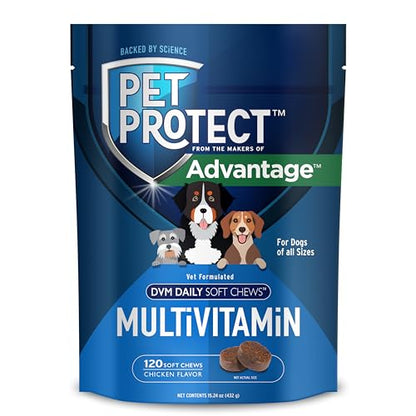 Pet Protect Dog Multivitamin, Vet-Formulated DVM Daily Soft Chews, Supports Ongoing Health & Wellness, Chicken-Flavor (120...