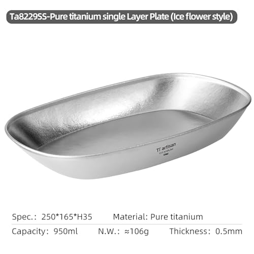 Ti artisan Titanium Plate Camping Picnic Tableware 32.1fl oz Cooking Utensils Extremely Light Dishes Bowl 106g (Ice Flowers)