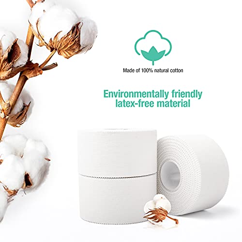 (3 Pack) White Athletic Sports Tape, Very Strong Easy Tear No Sticky Residue Tape for Athlete & Sport Trainers & First Aid...