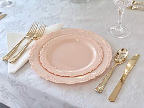 " OCCASIONS " 40 Plates Pack, Disposable Vintage Wedding Party Plastic Plates (7.5'' Appetizer/Dessert Plate, Verona in Bl...