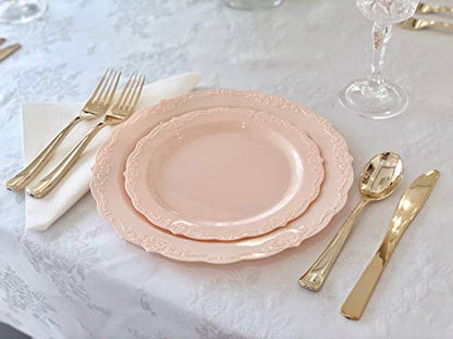 " OCCASIONS " 40 Plates Pack, Disposable Vintage Wedding Party Plastic Plates (7.5'' Appetizer/Dessert Plate, Verona in Bl...