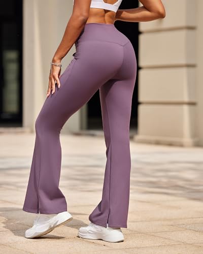 Yoga Pants for Women, Cross-Over High Waist and High Elasticity Running Sports Fitness Casual Flared Pants with Pockets