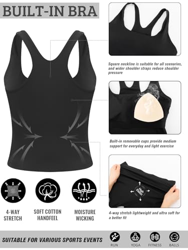 RUNNING GIRL Tank Tops with Built in Bras, Racerback Activewear Yoga Workout Tops for Women
