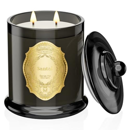 M&SENSE Santal Candles for Home Scented, 2 Wick 12.7oz Soy Wax Candles Non Toxic,70 Hours Long Burning,Christmas Candles G...
