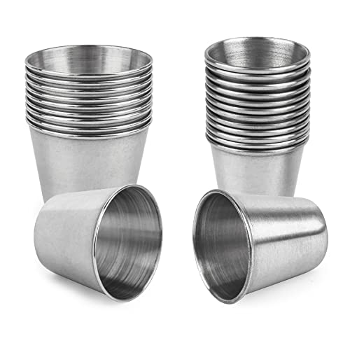 AUEAR, 20 Pack 1 and 1.5 Ounce Stainless Steel Shot Cups Metal Glasses Drinking Vessel Tumbler Barware for Home Bar Party ...