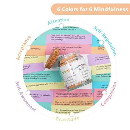 Mindfulness Affirmation Jar for Women,Mindful Meditation Cards,Self Care Relaxation Mental Health Stress Anxiety Relief Gi...