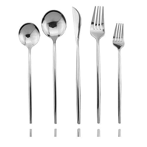 JASHII 30-Piece Stainless Steel Satin Finish Flatware Set, Mirror Polished Tableware Cutlery for Home and Restaurant, Dish...