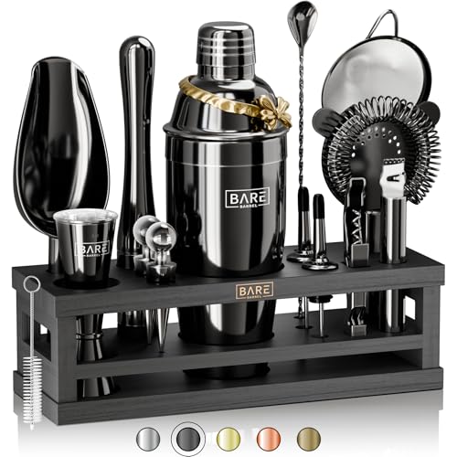 BARE BARREL® Mixology Bartender Kit Bar Set | 16-Piece Cocktail Shaker Set | Martini Barware Mixing Tools for Home Bartend...