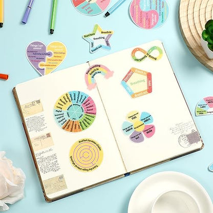 96 Pcs Breath Calm Anxiety Sensory Stickers Reusable Mindfulness Stickers Calming Strips Adhesive Sensory Strips for Schoo...