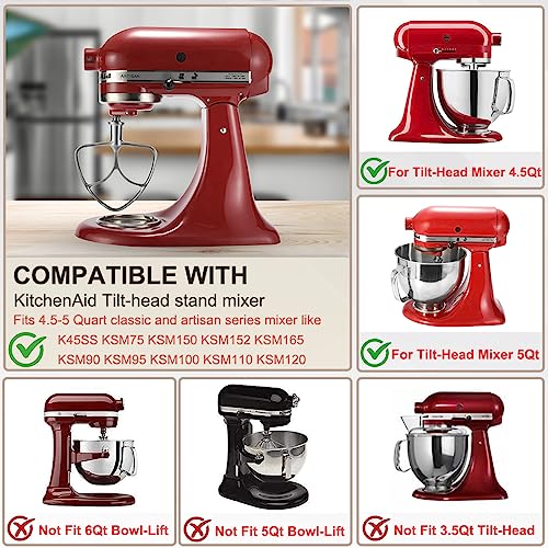 Stainless Steel Flat Beater for KitchenAid 4.5qt-5qt Tilt-Head Stand Mixer, Fit forClassic, Classic Plus and Artisan Mixer...