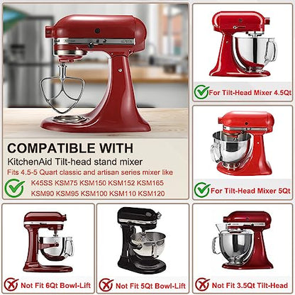 Stainless Steel Flat Beater for KitchenAid 4.5qt-5qt Tilt-Head Stand Mixer, Fit forClassic, Classic Plus and Artisan Mixer...
