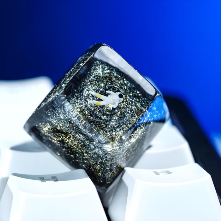 Gold Galaxy Astronaut Artisan Keycap R1 SA Profile Custom Astronauts Keycaps 1U ESC Space Explorer Handmade Gaming Resin K...