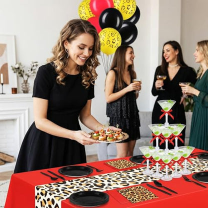 Teecyhooo 181 Pcs Cheetah Party Decorations Leopard Print Safari Animal Jungle Party Supplies Includes Tableware Set, Late...