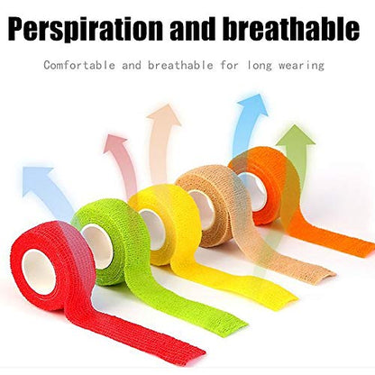(12-Pack) 1” x 5 Yards | Self Adhesive Bandage Wrap, Kuvvfe Athletic Elastic Cohesive Bandage for Sports Injury,Strain,Kne...