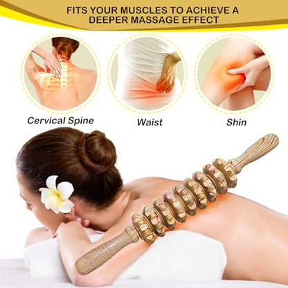 Deston Wooden Massager Handheld Roller Trigger Point Massager Stick for Fascia, Cellulite, Muscle & Abdomen , Body Therapy...