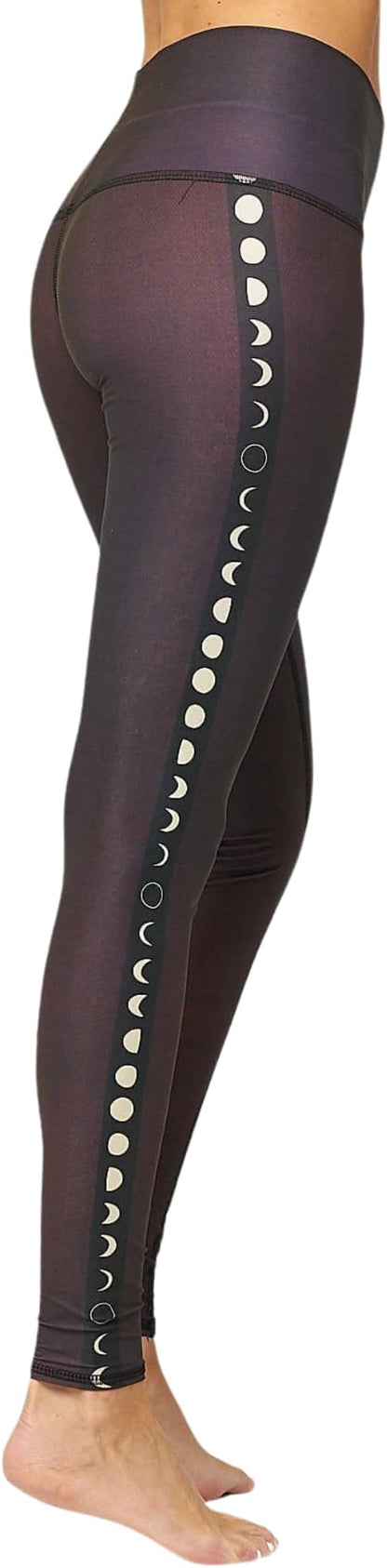 teeki Black Moon Printed Hot Pants Leggings for Women, USA Made Sustainable Eco Luxury Activewear Quick Dry - X-Small