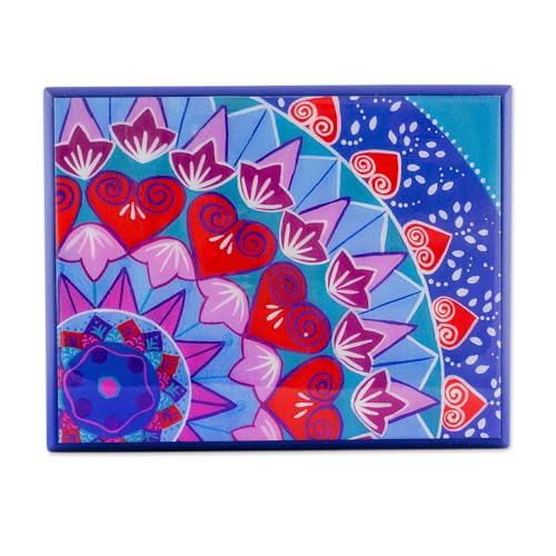 NOVICA Artisan Handmade Decoupage Wood Tea Box in Blue from Costa Rica Multicolor Tableware Kitchen Accessories Storage Fl...