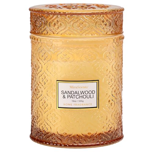 Sandalwood & Patchouli Scented Candles, 19oz Luxury Gifts for Women, Christmas Winter Decorative Glass Candles, Natural So...