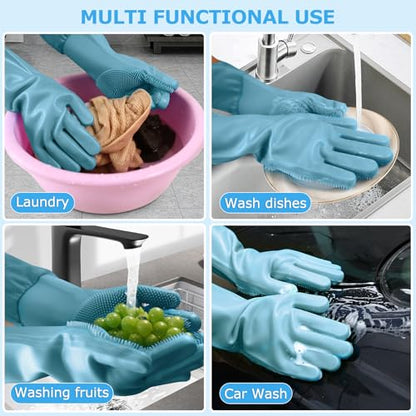 Senquoyn Dog Washing Gloves | Pet Grooming Gloves | Extra Long Arms (17.3") for Cats & Dogs | Massage & Hair Removal Pet G...